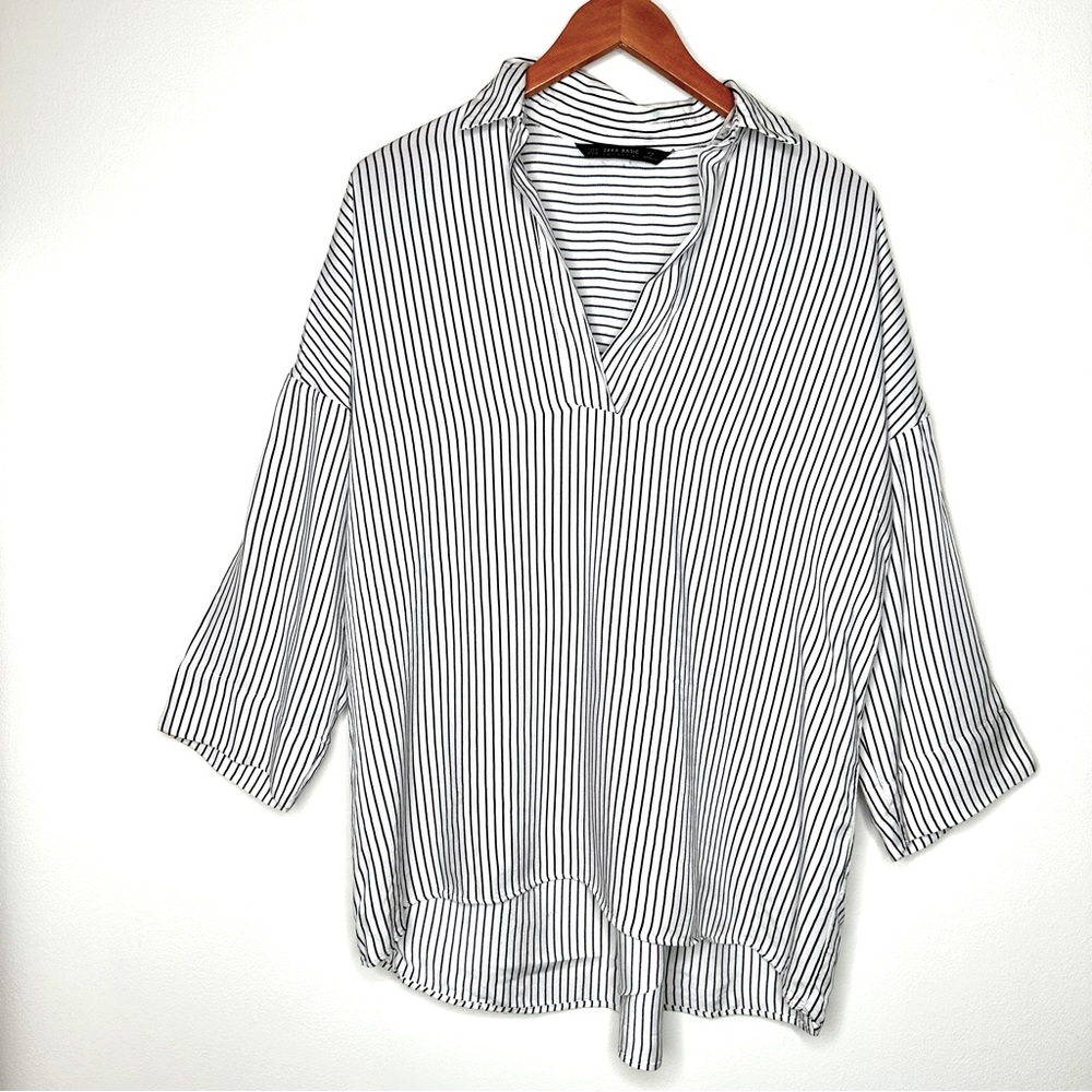 Zara Striped Black and White Women's Top